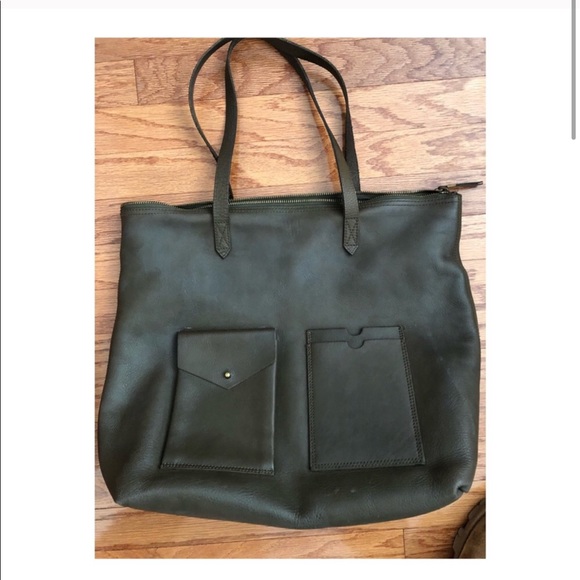 Madewell olive zip top transport tote with pockets - Picture 3 of 8